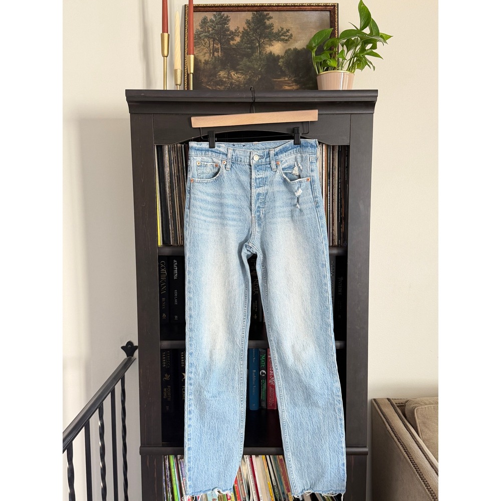 Gap Cheeky Straight High Rise Women 4T Light Blue Distressed Raw Hem Jeans